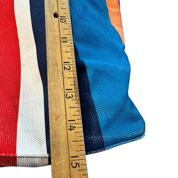 L.L. Bean Colorful Stripe Canvas Tote Bag Large Beach Travel Everyday Poly Lined - Picture 6 of 12